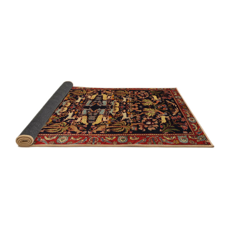 Tapis traditionnel rouge / crème / jaune, Rectangle 4 pi x 6 pi