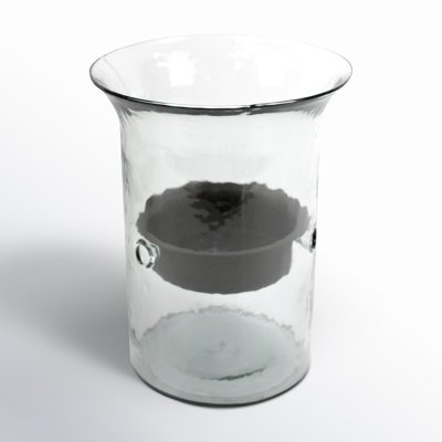  Glass Candle Cylinder with Rustic Insert – 11" Small Height