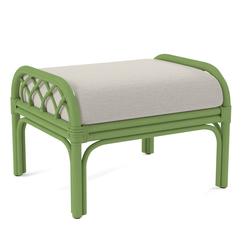 Edgewater Upholstered Ottoman, White Performance Fabric; 0851-94, Antique Black