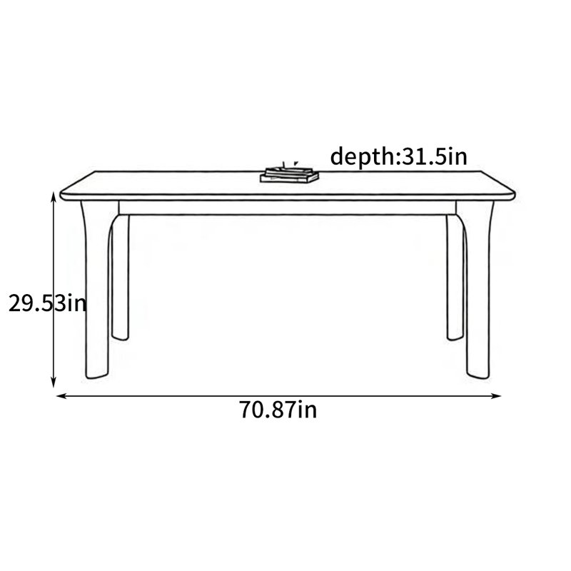 Table de salle à manger French French, H 29,53 po x L 70,87 po x l 31,5 po