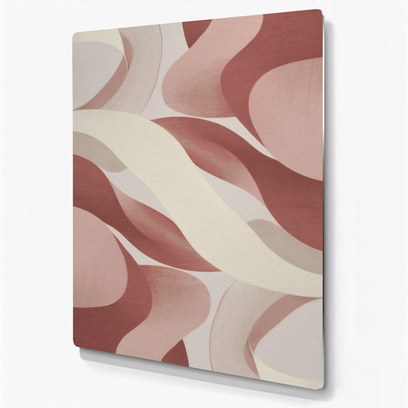 Abstrait formes 35, art mural en métal beige, H 20 po x l 30 po