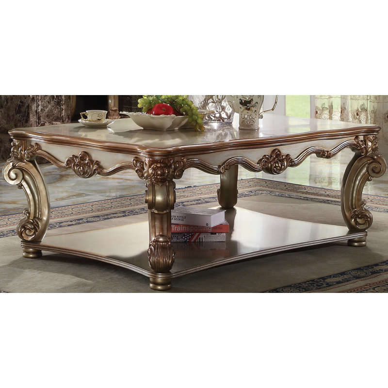 Amorsolo Solid Wood Coffee Table, Gold Patina, 21" H x 59" W x 41" D