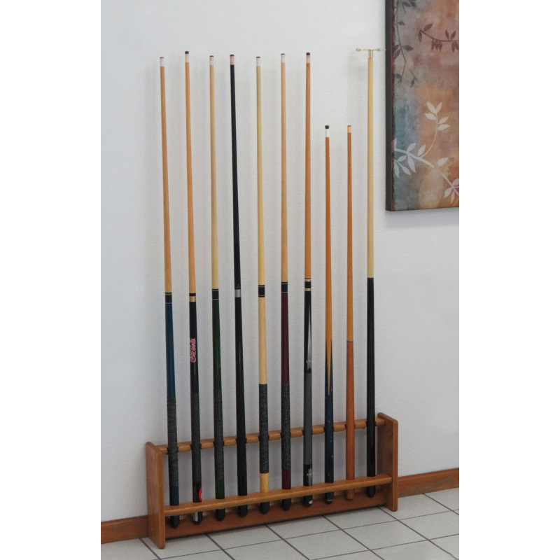 Wooden Mallet Wood Pool Cue Rack, Medium Oak