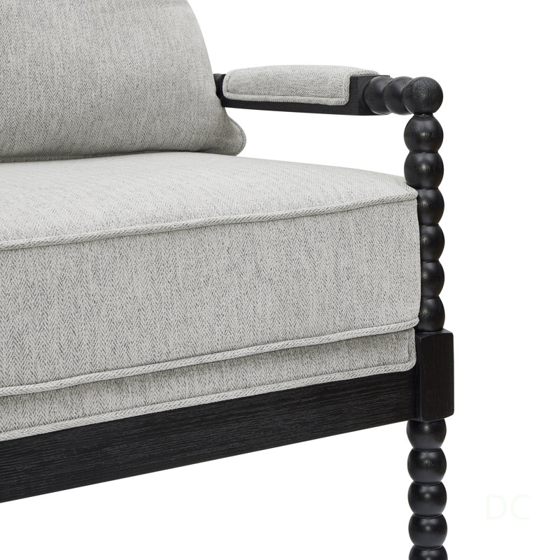 Belvoir Upholstered Spool Accent Chair with Turned Wood Frame, Timeless Design and Comfortable Seating for Any Living Space