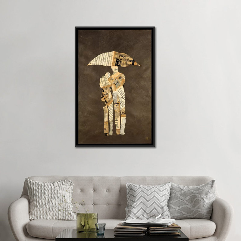 « rain walk », reproduction d’impression sur toile, H 26 po x l 18 po x P 1,5 po, Toile avec cadre flottant noir