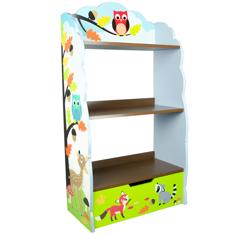 Enchanted Woodland Whimsical Kids' Wooden Bookshelf with Storage