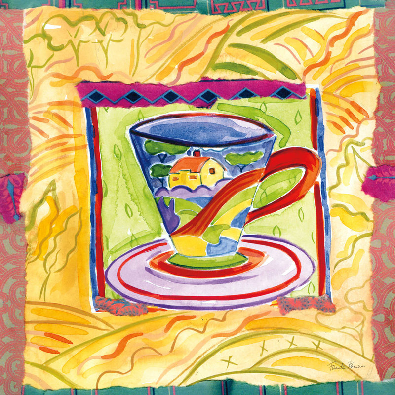 «Time for Tea IV» par Farida Zaman - reproduction d'art sur toile tendue, H 12 po x l 12 po