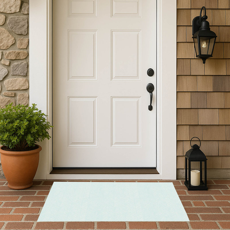 Paillasson Chevron Groove, Light Blue/Blue, 21" W x 34" L