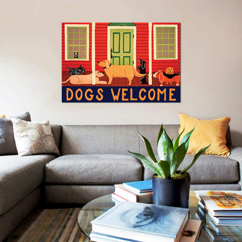 Dogs Welcome by Stephen Huneck - Wrapped Canvas Giclee Art Print, 66.04 cm H x 45.72 cm W x 3.175 cm D