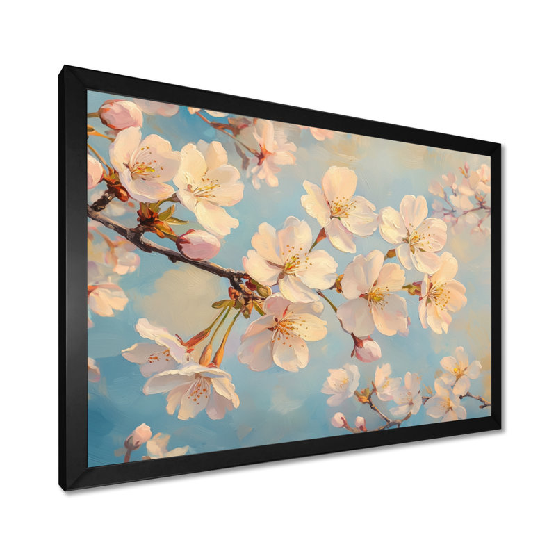 Fleur de cerisier jaune jaune - arrivée de fleurs de cerisier, H 30 po x l 40 po, Cadre simple, Noir