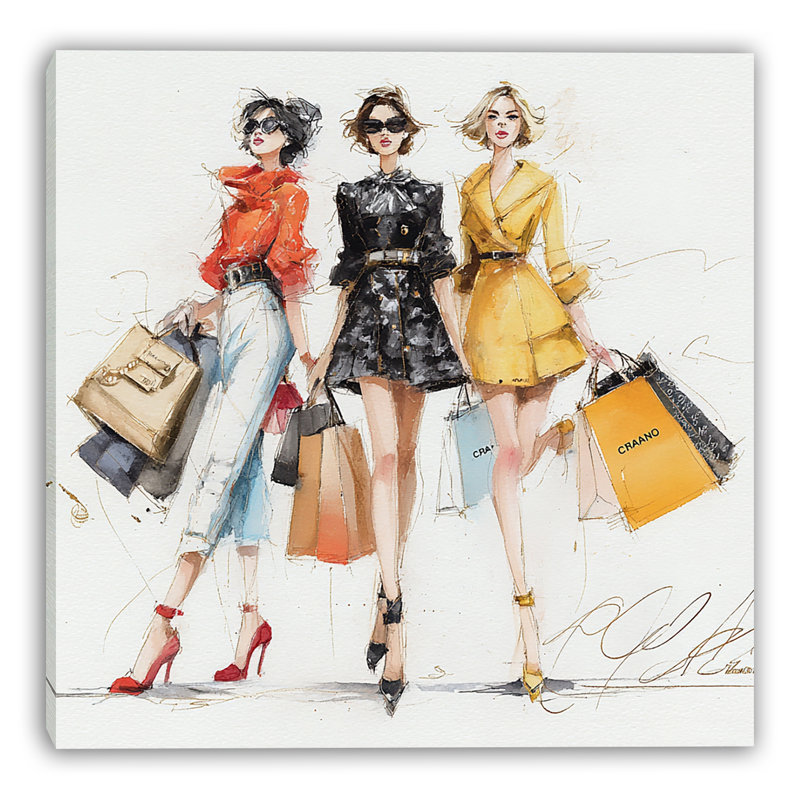 Art mural sur toile tendue Fashion Walk, L 40 po x H 40 po x P 1,5 po