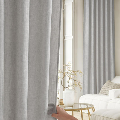  Linen Curtains for Bedroom/Faurmhouse 2 Panels, Thick Living Room Faux Linen Blend Privacy Window Drapes Rod Pocket & Back Tab with Light Filtering