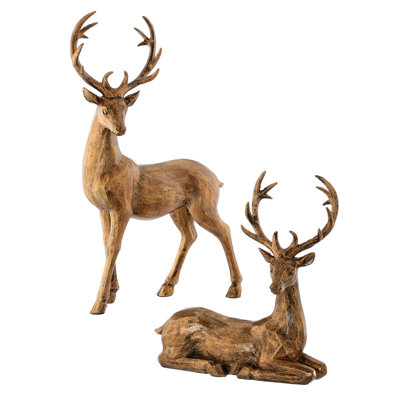Ensemble de 2 cerfs en résine 9 po Highlands