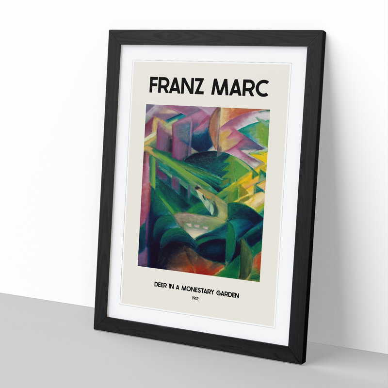 Deer In A Monastery Garden by Franz Marc - Single Picture Frame Print, 65cm H x 48cm W x 2cm D, Black Framed