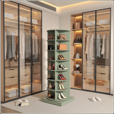 Green 360 Rotating Shoe Cabinet 7 Layers