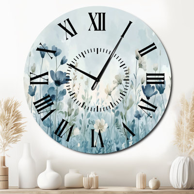 Floral Meadow - Cottage Metal Wall Clock