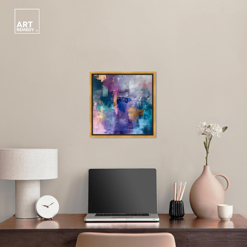 Beautiful Jewels Abstract Canvas Wall Art with Gold Frame