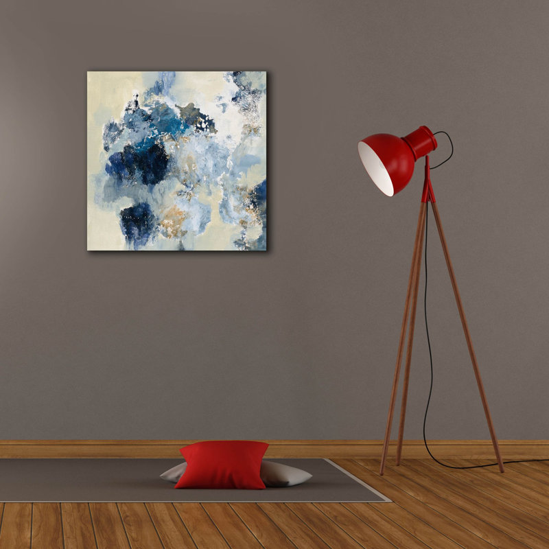 «Indigo Monype» par Silvia Vassileva, art mural sur toile, 37 po x 37 po, 26" H x 26" W x 1.5" D