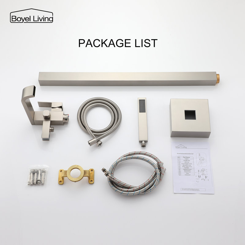 Brushed Nickel Modern Freestanding Tub Faucet with Hand Shower