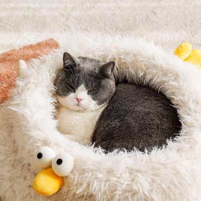 Nid pour animal de compagnie en forme de poulet avec doublure moelleuse pour le confort du chat