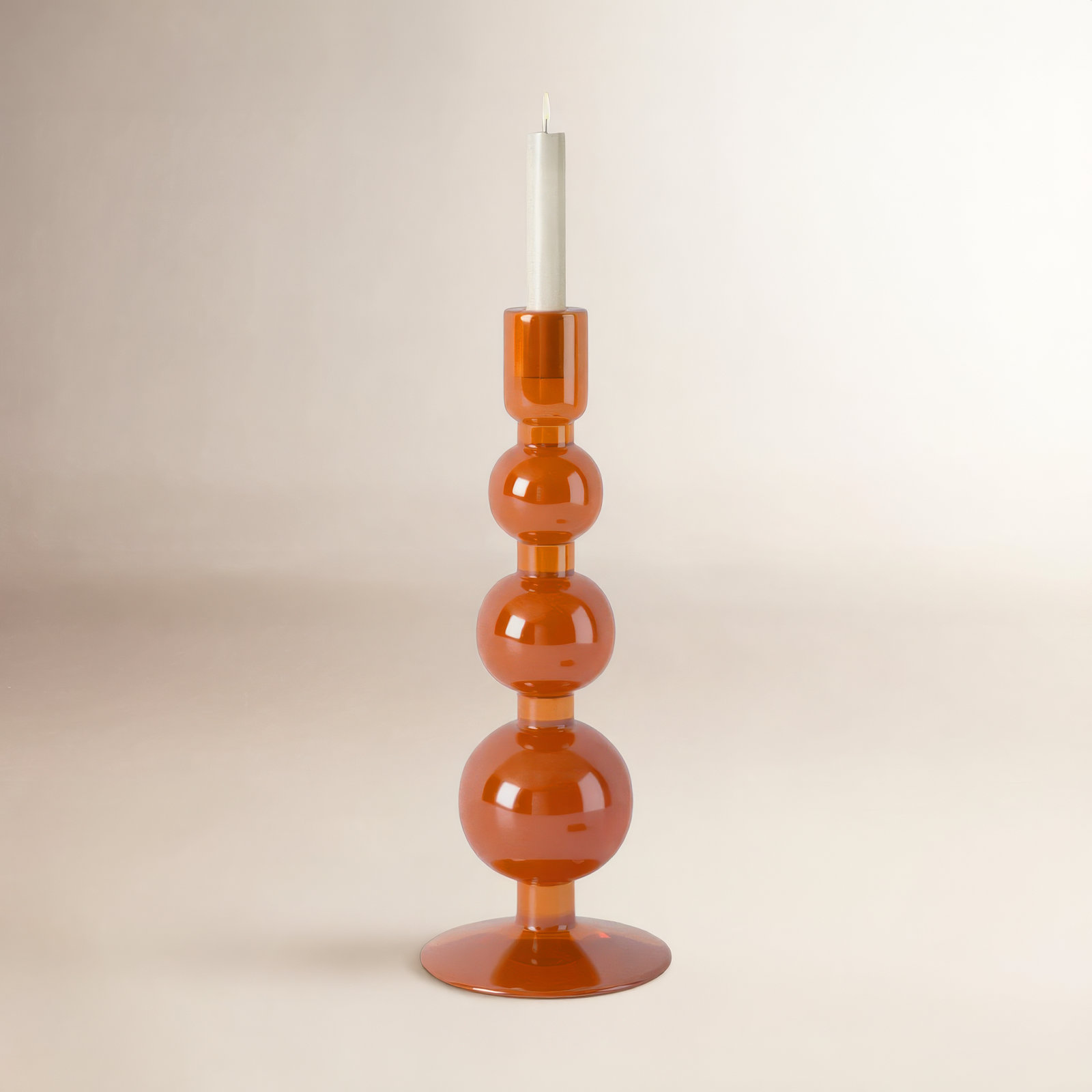 Geri Recycled Glass Candle Holder, Red, 13.4" H x 5.51" W x 5.51" D