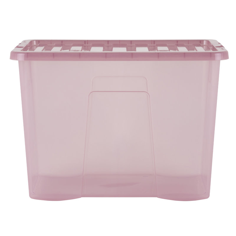 Wham Crystal 80L Plastic Storage Box Pack of 8 Tint Dusky Orchid