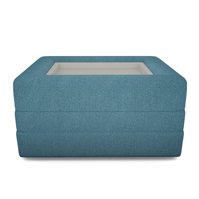 Boyden Ottoman with Wood Tray, Ian Lagoon, Wrenn
