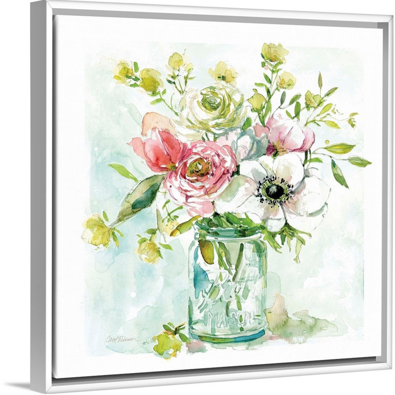 Asbury Garden Belle Bouquet II - reproduction d'art sur toile, Cadre flottant blanc, H 13,7 po x l 13,7 po x P 1,75 po