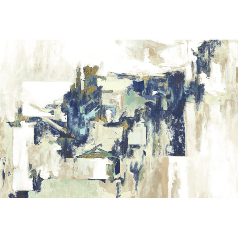 Green Blue Abstract Painting - Wrapped Canvas Art Prints, 30cm H x 46cm W x 3.8cm D