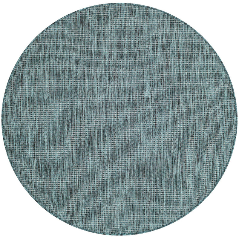 Tapis intérieur / extérieur turquoise Santina, Rond 4 pi 1 po
