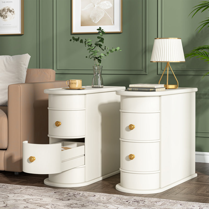 Solid Wood Frame End Table, White