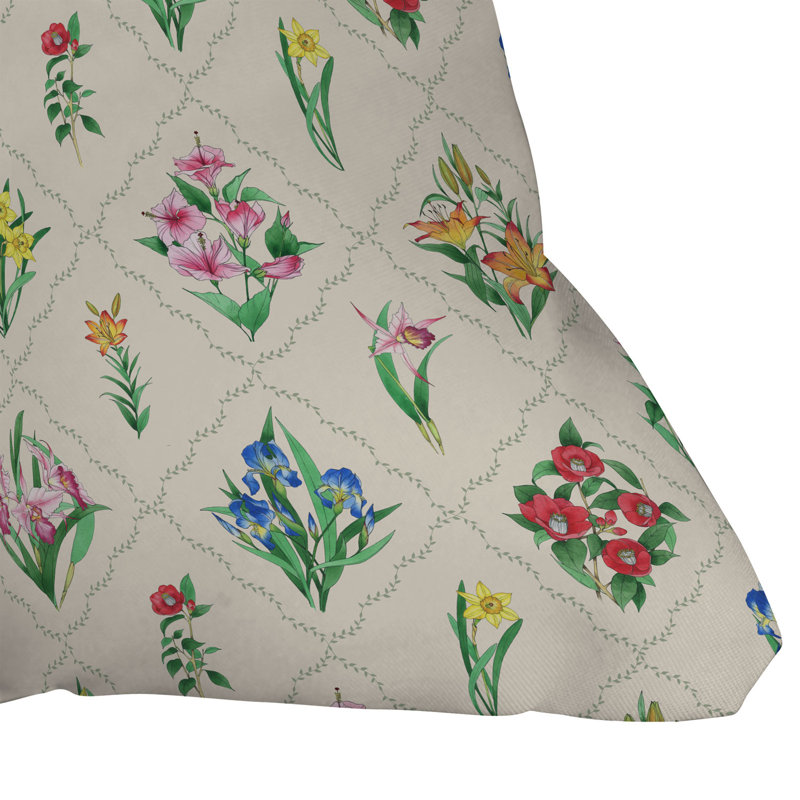  Coussin décoratif floral intérieur / extérieur en polyester, 16 po x 16 po
