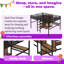 Lit mezzanine simple au-dessus d'un lit simple en métal avec bureau double, armoire, tablettes et prises de courant-1282184620