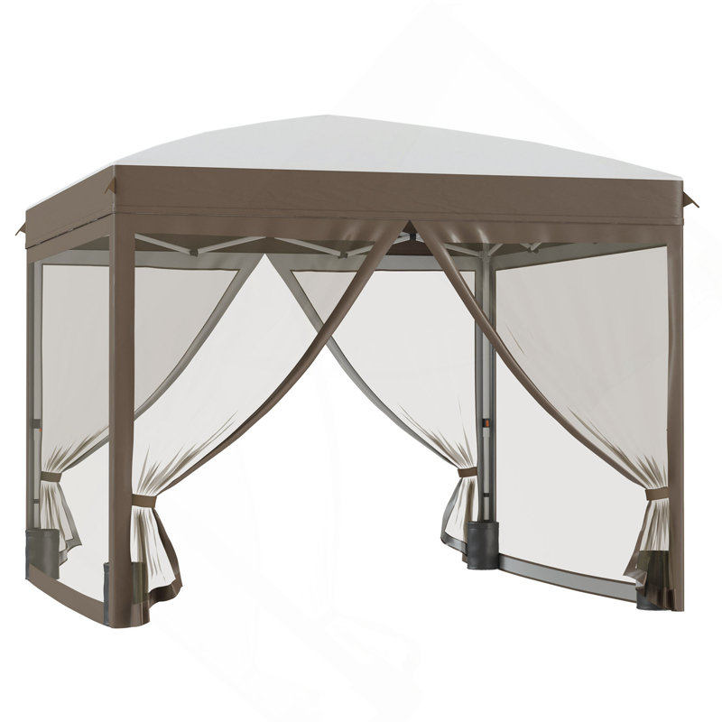 Tente à auvent escamotable avec filet Outsunny, Blanc