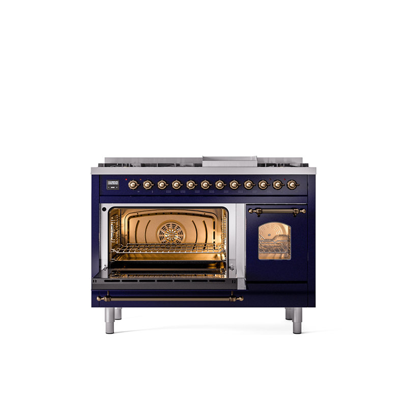 ILVE Nostalgie II 48 Dual Fuel Range , Midnight Blue/Bronze, Natural Gas
