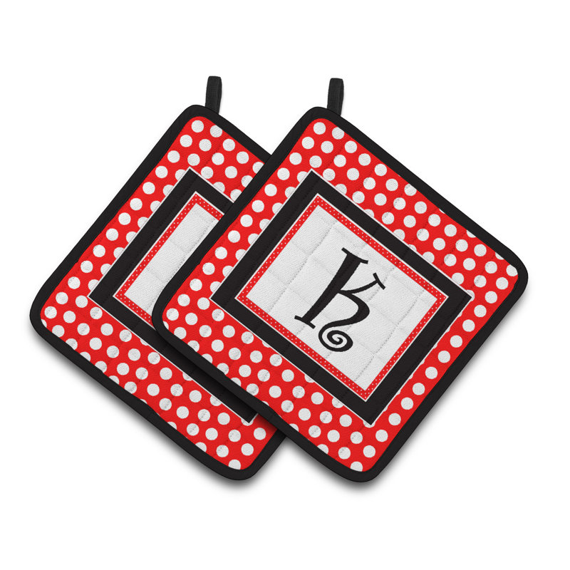 Caroline's Treasures Polka Dots Polyester Potholder, K, Red/Black