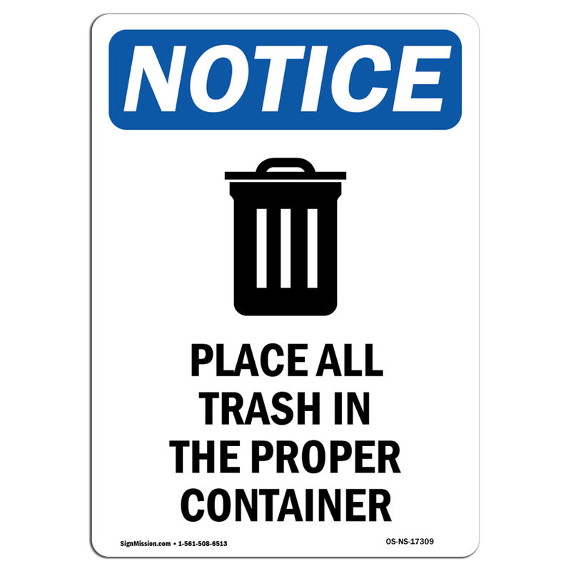 Place All Trash In Sign