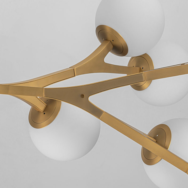 Lustre spoutnik linéaire à 18 lumières Kaynen, Blanc laiteux