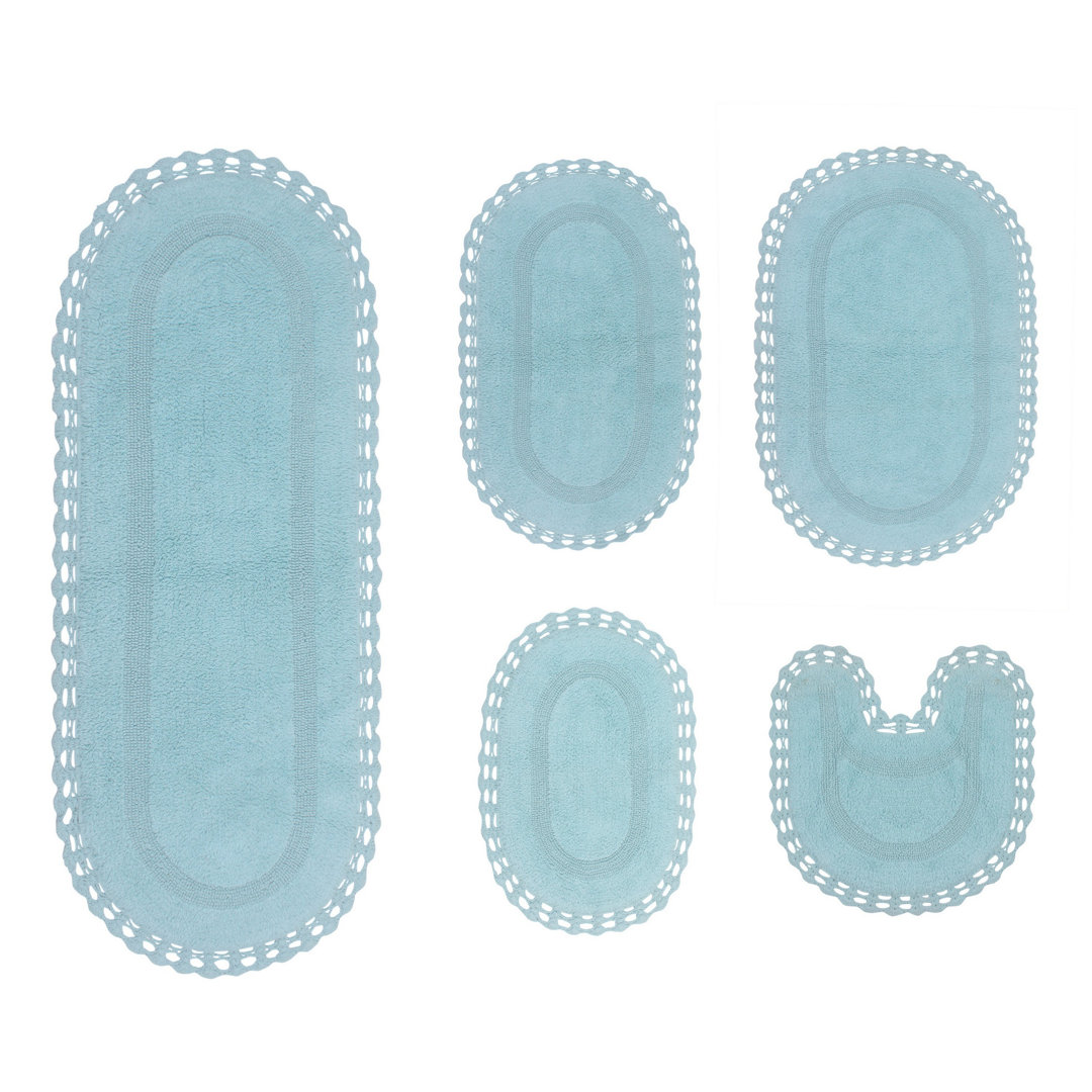 Crochet Absorbent Cotton Soft Reversible Bath Rug Set One Allium Way® 