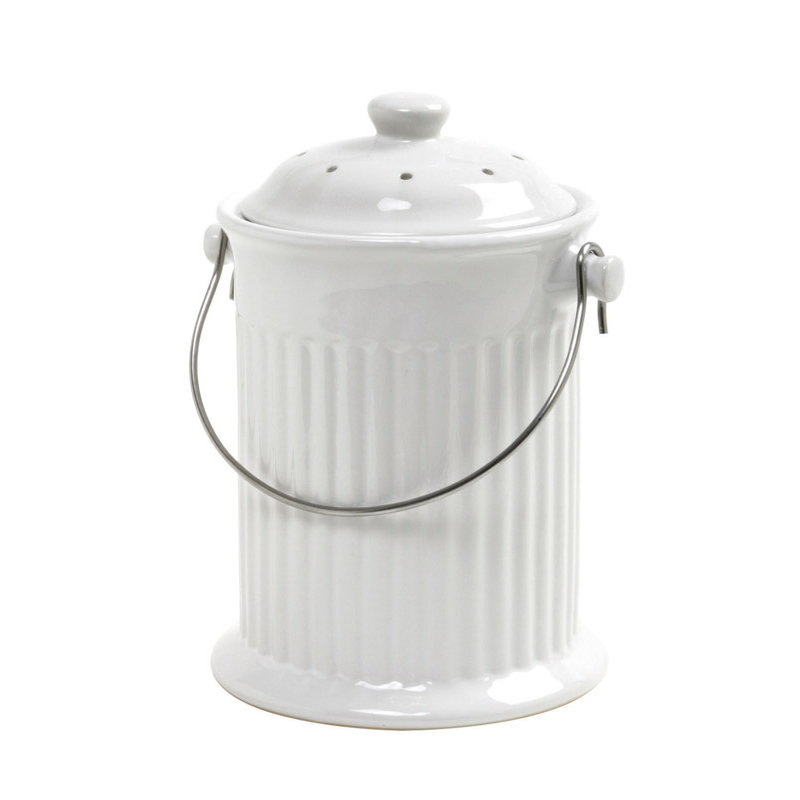 1 Gallons Indoor Kitchen Composter, Ceramic White