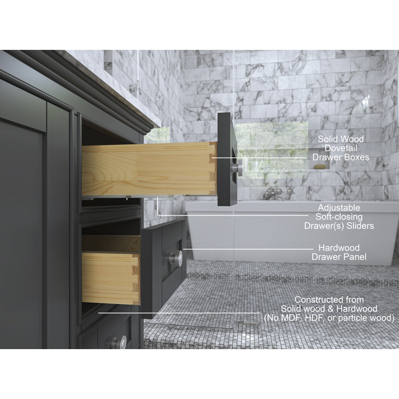 Audrey 48'' W Single Vanity, Carrara White, Brushed Nickel, Sapphire Gray