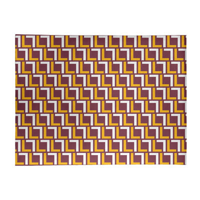 Tapis géométrique rouge / jaune / blanc