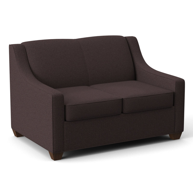 Phillips 52" Square Arm Loveseat with Reversible Cushions, Dorset Camel, Montana Walnut
