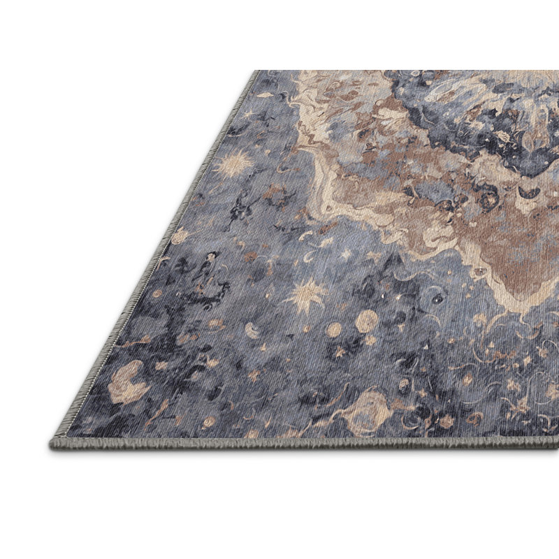 Machine Washable Gray Area Rug, Rectangle 4' x 6'