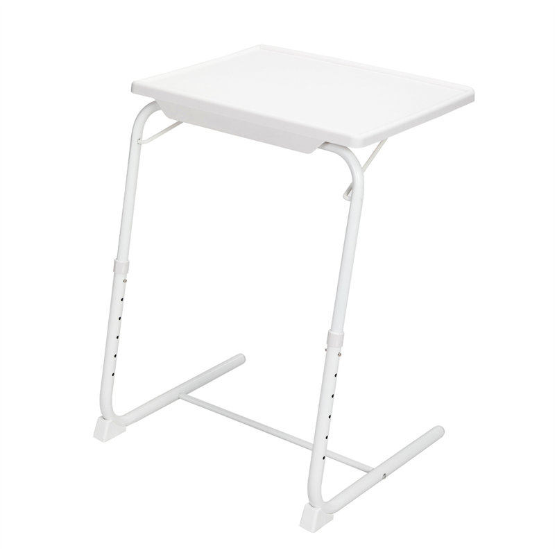 Table-plateau à hauteur réglable, Blanc, Blanc