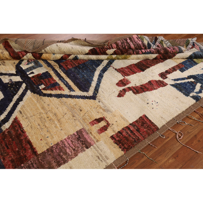 Tapis oriental abstrait marocain fait à la main 7 x 10