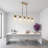 37'' 5-Light Gold Kitchen Island Chandelier Farmhouse Linear Pendant Light with Glass Shades-121624762