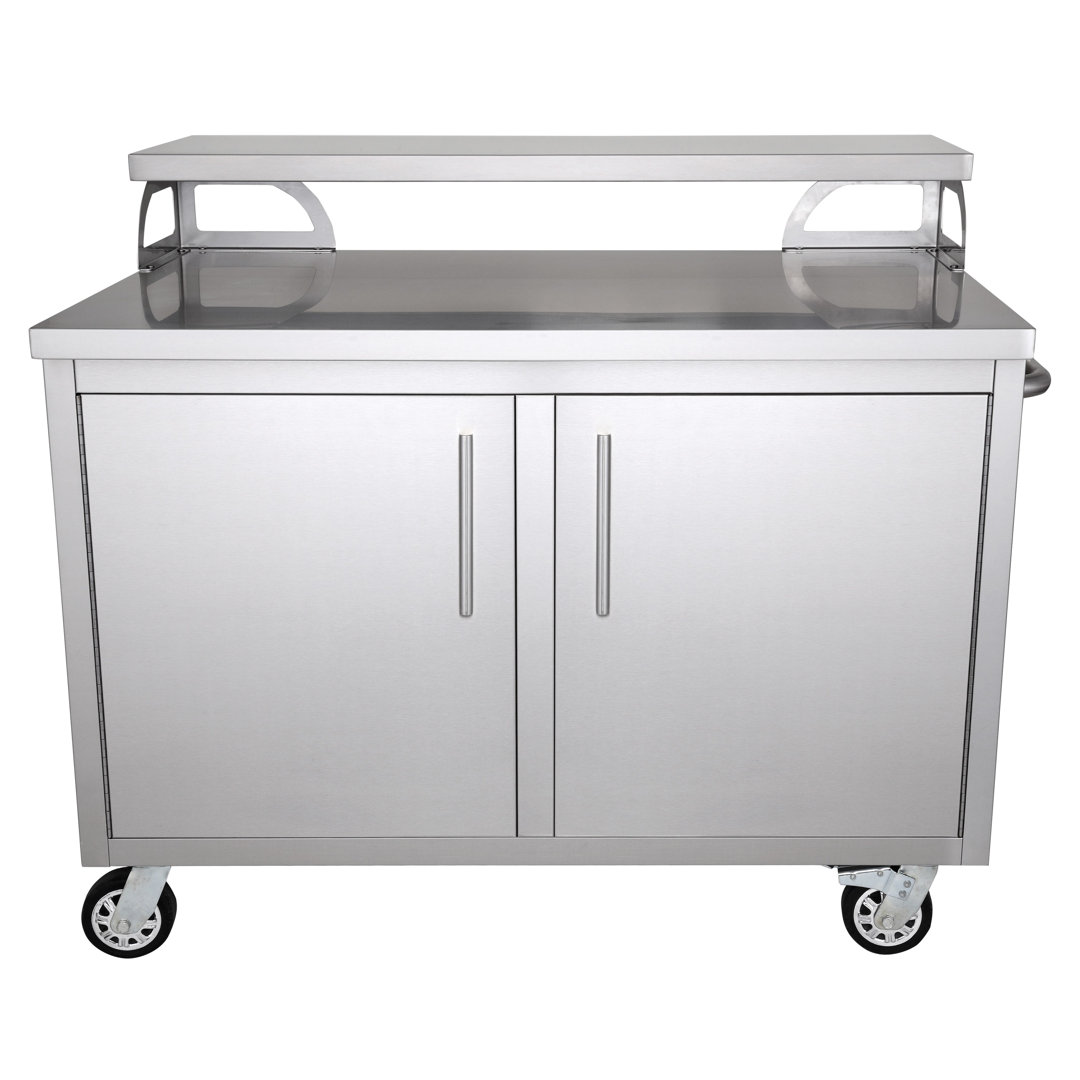 Casa Nico's All-Metal 42'' Stainless Steel (Grade 304) Freestanding Fully Sealed Bar Cabinet with Heavy Duty Locking Casters & Adjustable Bar Top Casa Nico