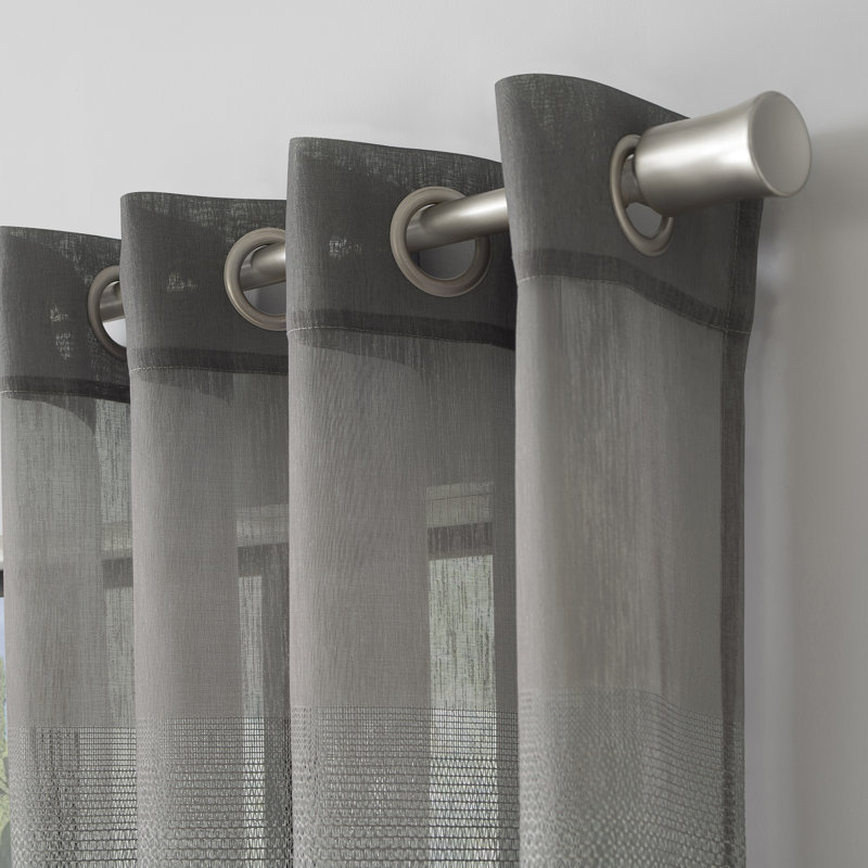 Gray Ombre Sheer Grommet Curtain Panel