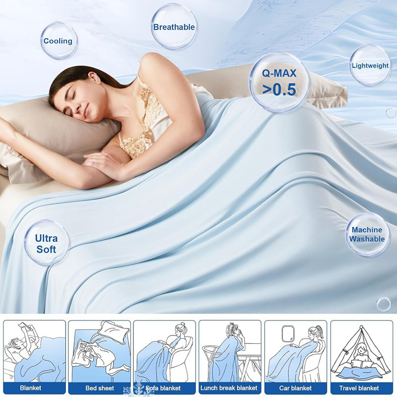 Reversible Double Cooling Blanket Queen Size, Ultra Soft Arc...